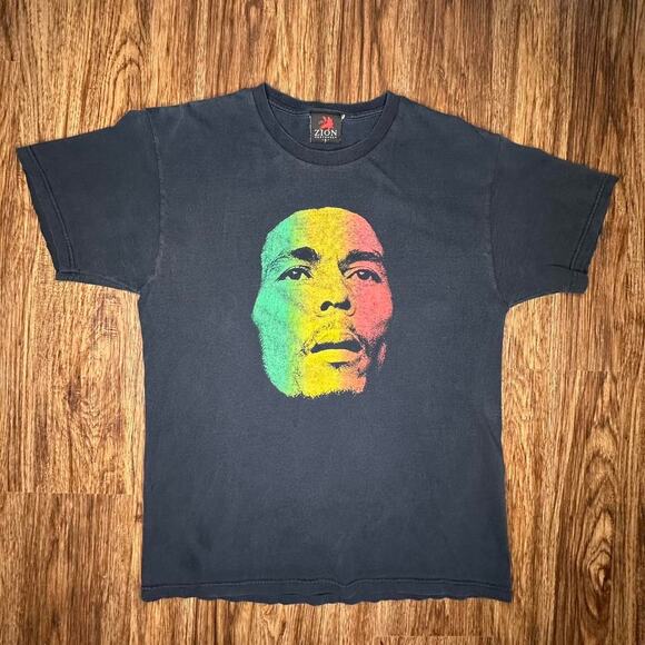 Vintage 2004 Zion Rootswear Bob Marley Redemption Portrait Black T-shirt Size L - Picture 2 of 7